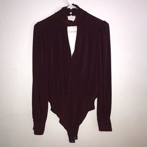 Forever 21 contemporary burgundy bodysuit size S